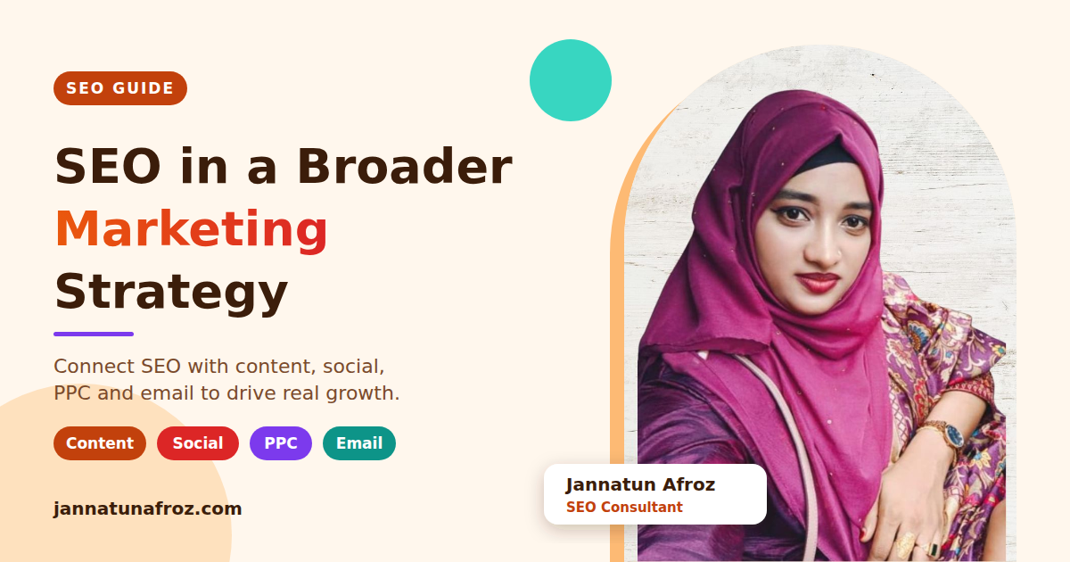 SEO in a broader marketing strategy: SEO connected with content, social media, PPC and email marketing